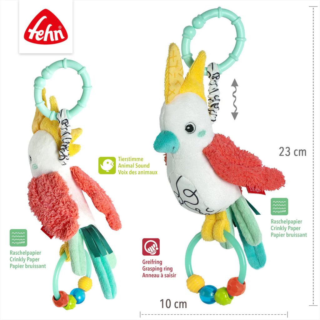 Peluche attività pappagallino