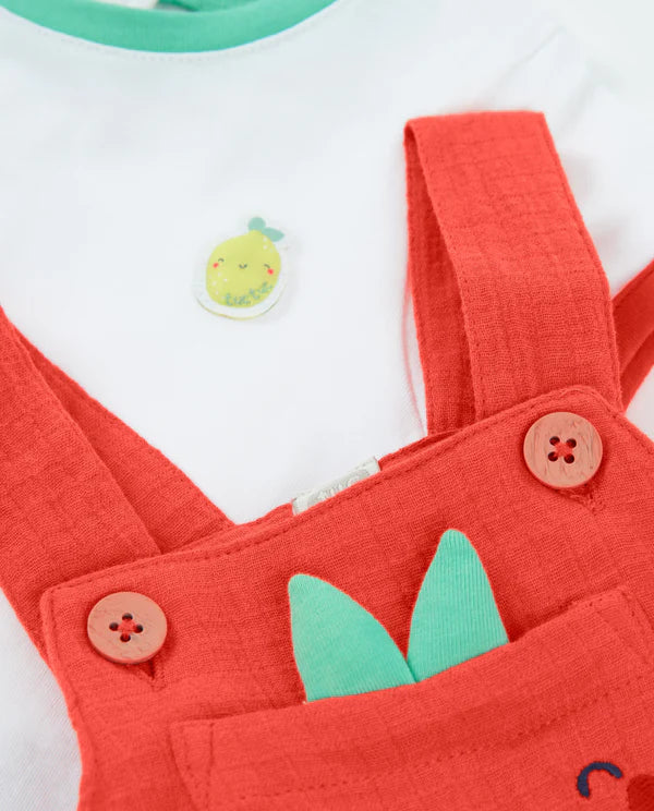 Completo in maglia per neonato con tasca frontale a forma di frutta