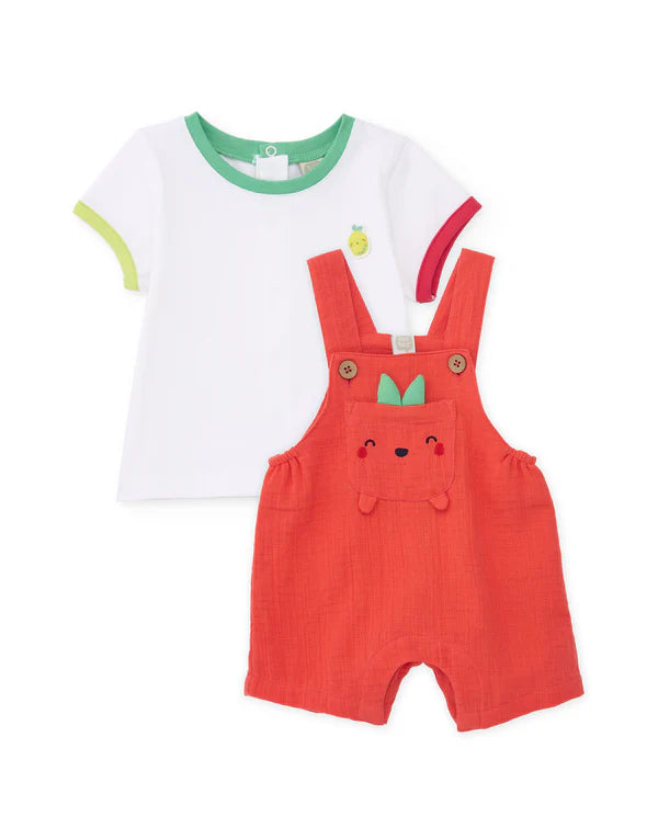 Completo in maglia per neonato con tasca frontale a forma di frutta
