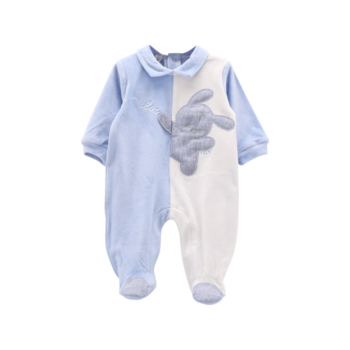 Tutina con piede in ciniglia soft per neonato