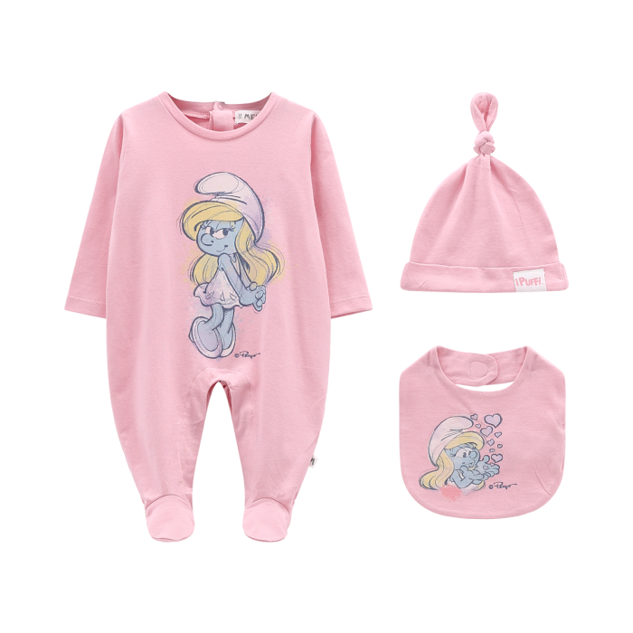 Set unisex i Puffi™con tutina, berretto e bavaglino
