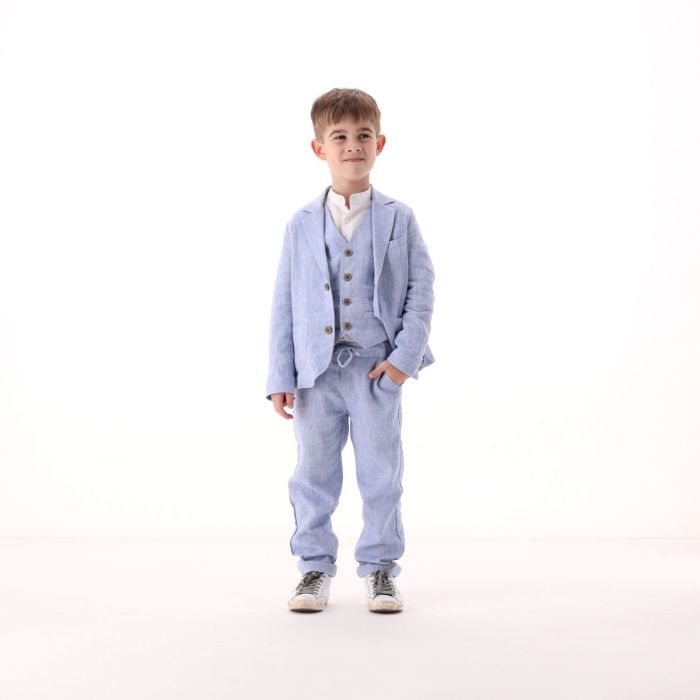 Giacca con revers in misto lino