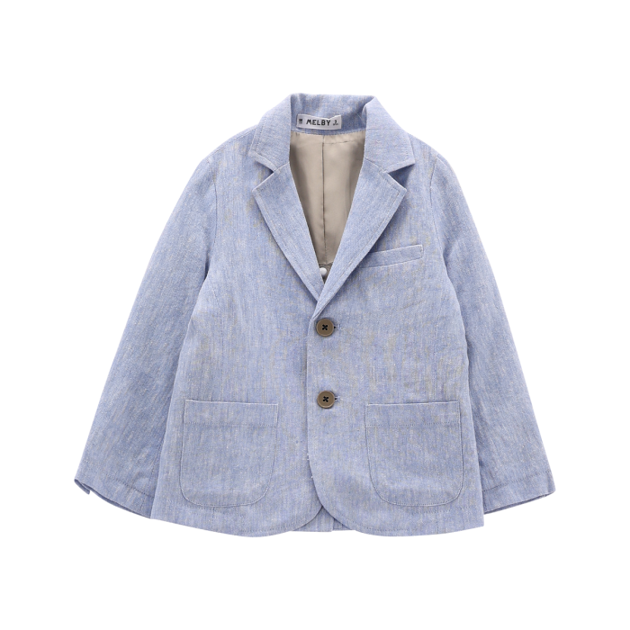 Giacca con revers in misto lino