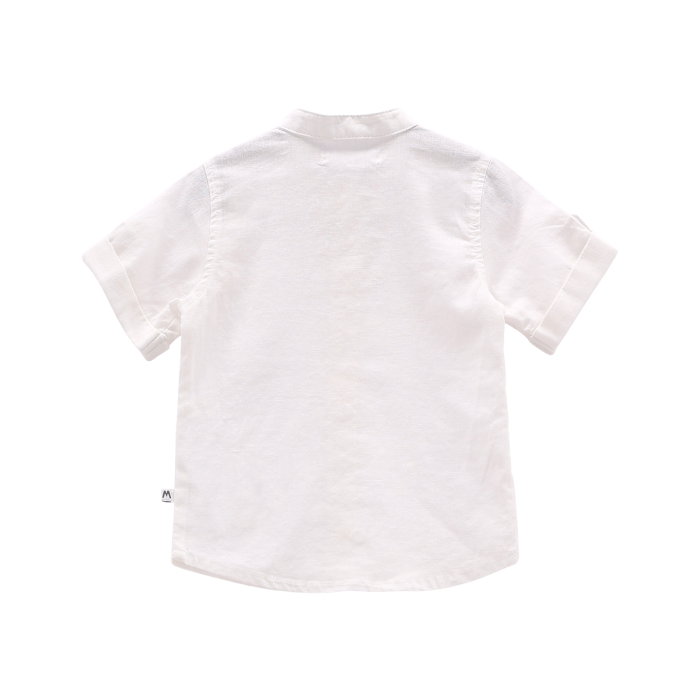 Camicia coreana corta in misto lino