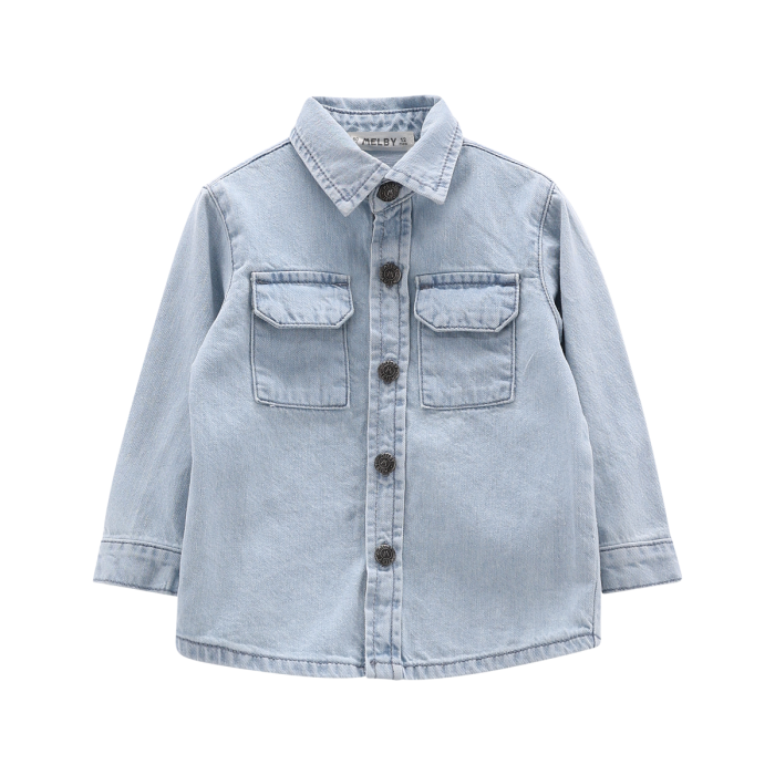 Camicia a maniche lunghe in denim stretch