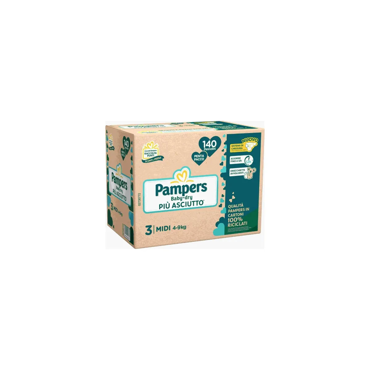 Pampers Pannolino baby-dry penta pacco taglia 3 4-9kg 140 pz