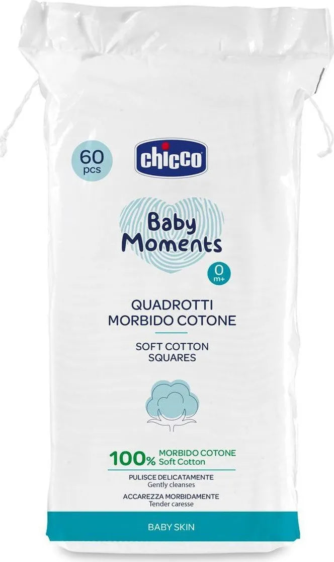 Chicco Baby Moments Quadrotti Morbido Cotone per Bambini Set da 60 Pezzi colore Bianco