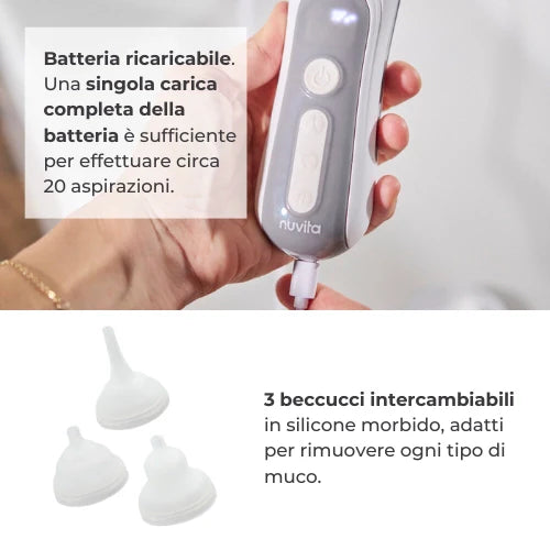 Aspiratore nasale elettrico con batteria ricaricabile