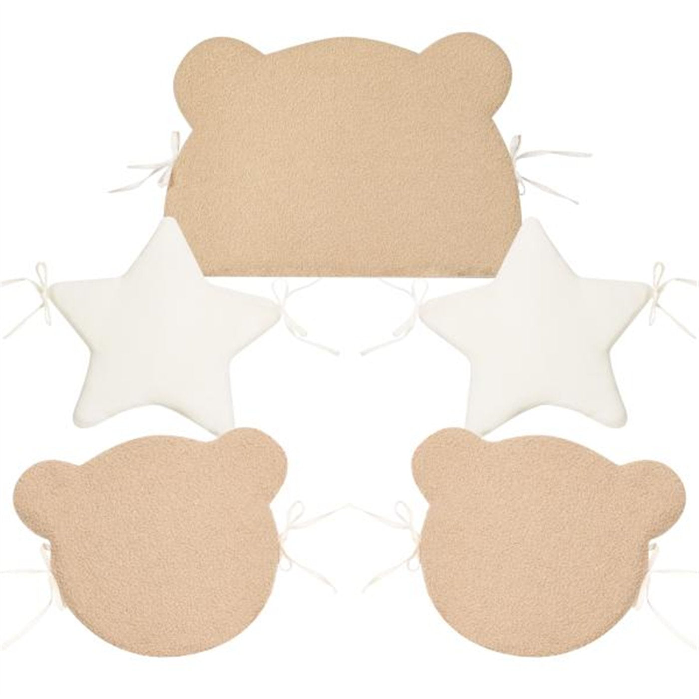 Set 5 cuscini paracolpi per culla e lettino Teddy Paddy beige