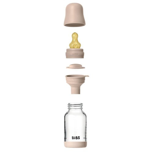 Biberon in vetro con tettarella in lattice 120 ml flusso lento Blush  - Bibs 0+