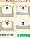 Letto Montessori Evolutivo Evi 4 in 1 - 200x90 cm - Tutto incluso